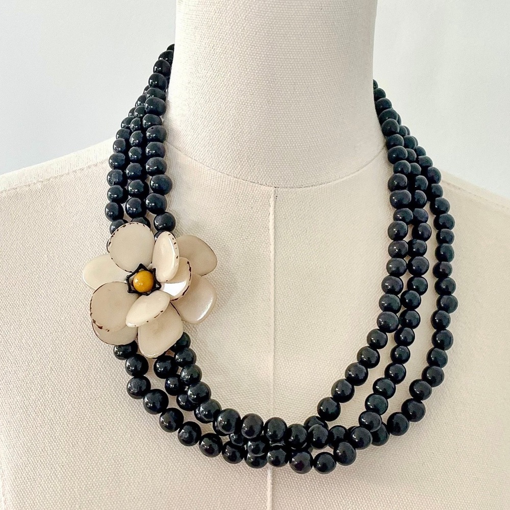 TAGUA FLOWER Acai Necklace Handmade Tagua colorful unique statement jewelry boho